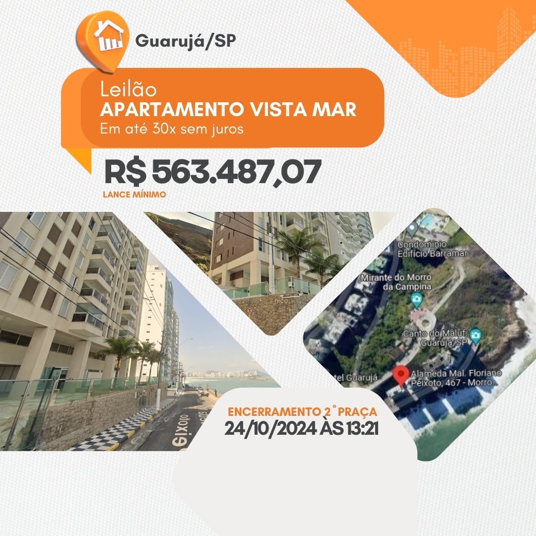 DIREITOS DO APARTAMENTO Nº 132, localizado no 13º andar do Edifício "NICE”, situado à Alameda Marechal Floriano Peixoto nº 467, nesta cidade, município, distrito e comarca de Guarujá, possuindo a área útil de 119,85 metros quadrados, mais a área de uso comum de 73,4825 metros quadrados, num total de 193,3325 metros quadrados, correspondendo-lhes tanto no terreno, como nas partes comuns, a fração ideal de 3,152% do todo do terreno; confrontando na frente com o hall de circulação do andar, por onde tem sua entrada, escadaria e poço de elevador, e apartamento de final 1, de um lado, com o espaço da área de recuo frontal de outro lado, com o espaço da área de recuo posterior e nos fundos com o espaço da área de recuo lateral direita; estando o referido Edifício Nice. Cadastrado na Prefeitura Municipal de Guarujá, sob nº 0-0001-005-024. Cadastro Municipal nº 0-0001-005-027. Matriculado no CRI de Guarujá/SP sob nº 35541. OBS: Consta na AV.14 que o terreno onde se assenta o Edifício Nice, localiza-se em faixa de Marinha. 