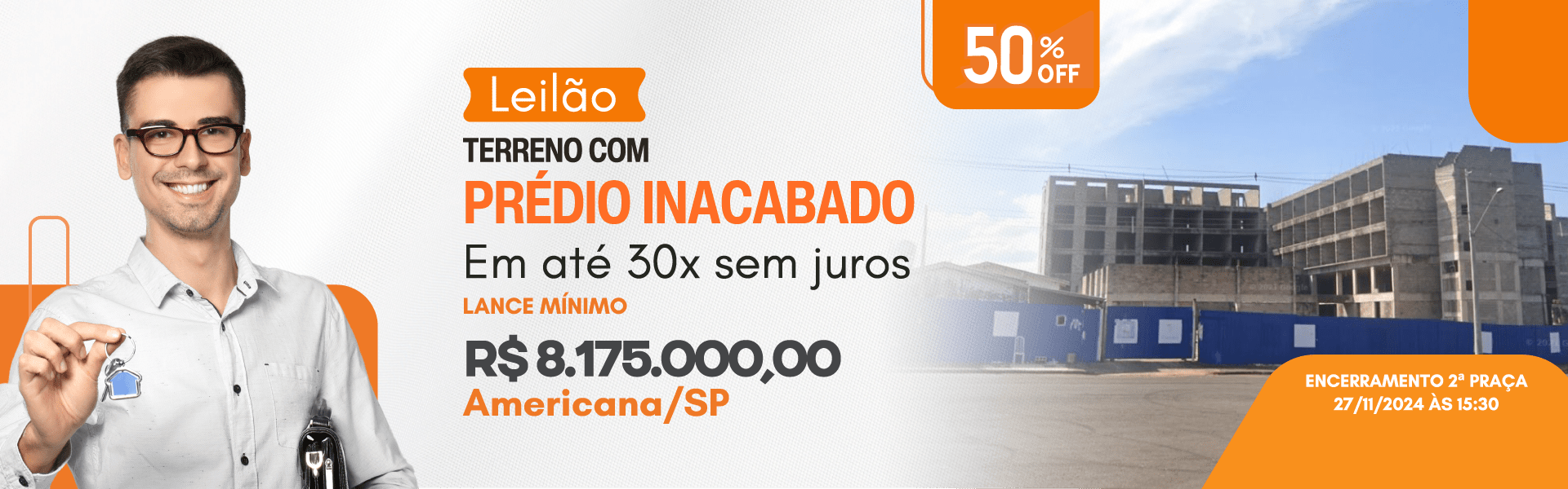 Terreno com Prédio Inacabado, 8.087m², Americana/SP