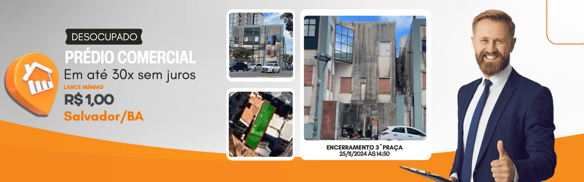 Prédio Comercial DESOCUPADO com 3 andares, próximo ao mar, Largo da Vitória, Salvador/BA